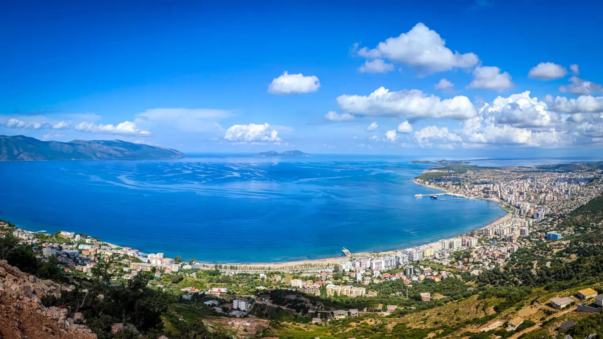 Aerial,View,Of,Vlora,Bay,,Albania