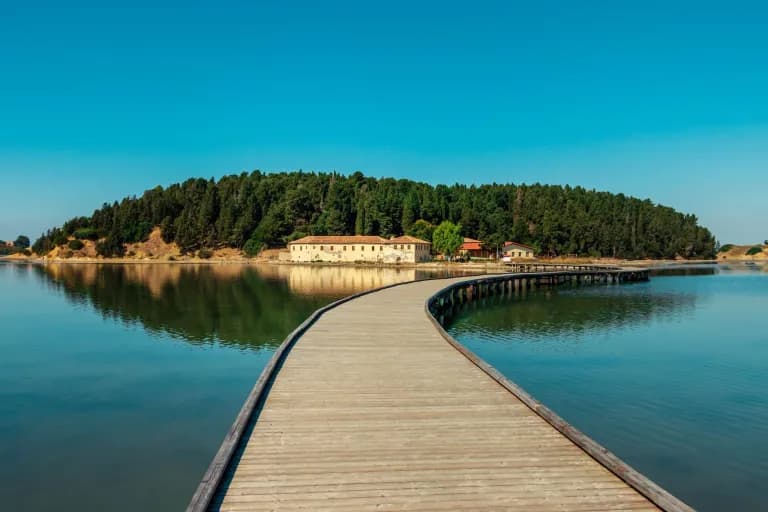 Wooden,Bridge,In,Zvernec,Connecting,The,Island,With,The,Mainland,